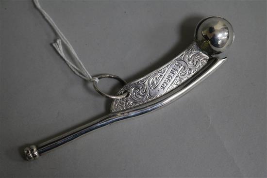 A Victorian silver bosuns call, Length 117mm Weight 18grms